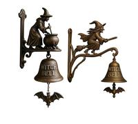 Wall Mounted Vintage Witch Doorbell - Clear Ringing,Halloween Gothic Witch Bells for Door,Retro Door Bell for Front Doors/Porch/Garden/Entrance/Home Decor (Style A+B, 2pcs)