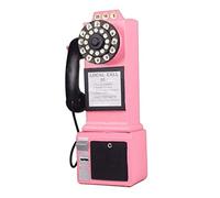 Wall muro del telefono con filo - Modello retrò con telefono vintage montato - Modello telefonico vintage Retrò decorazione del telefono montato per il telefono Ornamento del telefono fisso (rosa)