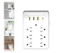 Wall Outlet Extender with Shelf Night,Wall Outlet Shelf and Surge Protector Outlet Extender,Multifunctional Household Outlet Strip with 6 Extension Plugs and 3 USB Ports with 1 USB C (No tray)