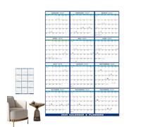 Wall Planner 2025, 12 Month Calendar, Yearly Wall Planner, Monthly Dry Erase, Folded 2025 Dry Erase Calendar Planner for Home, Office and Classroom with Monthly Setions