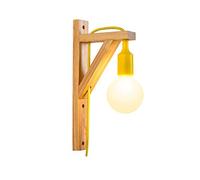 Wall Sconce Light, Single Head Wall Lamp Wooden Siding with Push Button Switch Power Cable Decorative Study Living Room Aisle Office Wall Light Sconces Yellow Modern