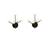 Wall Sconce Wrought Iron Photo Wall Lighting Bracket Light Using G4 Light Source Black Bedroom Study Can Be Used For Reading Wall Lamp Modern Creative Personality Dendrit (Black 2 packs)