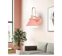 Wall Sconces Modern Cone Metal Shape Wall Lantern Kit Bedside Wall Mount Lamp Sconce 1 Light Indoor Decoration -Yellow Finish/Pink