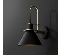 Wall Sconces Modern Cone Metal Shape Wall Lantern Kit Bedside Wall Mount Lamp Sconce 1 Light Indoor Decoration -Yellow Finish/Black