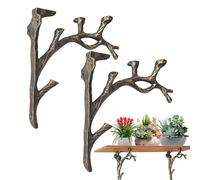 Wall Shelf Brackets - Branch Vintage Rack Metal - 2 Pieces Plant Wood Bookshelf Brackets - For Entryway Bedroom Living Room Kitchen Office Garage Library Corner Planter