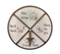 Wall Spinner Sign, Wooden Task Wheel Decor, 30cm/11.81 Inches Chore Assignment Spinner, Fun Rotating Ornament, Interactive Home Display for Cooking, Cleaning, Laundry, Games