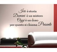 WALL STICKER ADESIVI MURALI CITAZIONE Ieri è storia Domani è un mistero ARREDARE