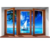 Wall Sticker Trompe L'oeil Adesivo Finestra sul mare della Polinesia