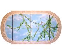 Wall Sticker Trompe L'oeil Adesivo Lucernario in Pietra e Pergolato di foglie