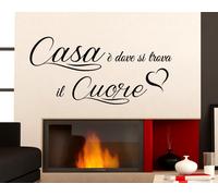 WALL STICKERS ADESIVI MURALI FRASE Casa è dove si trova il Cuore Adesivo Murale