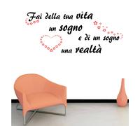 WALL STICKERS ADESIVI MURALI Frase Fai della tua vita un sogno realtà parete