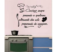 WALL STICKERS ADESIVI MURALI Frase Si cucina Sempre pensando a qualcuno Amore