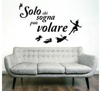 WALL STICKERS ADESIVI MURALI Frase Solo chi sogna può volare parete muro decoro
