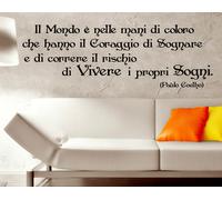 WALL STICKERS ADESIVI MURALI FRASI ADESIVO IL MONDO è NELLE MANI DI VIVERE SOGNI