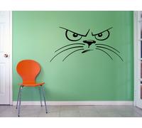 WALL STICKERS ADESIVI MURALI GATTO ARRABBIATO CAT casa parete muro LOVE ANIMALS