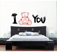 WALL STICKERS ADESIVI MURALI I LOVE YOU ORSO 1 INNAMORATI AMORE DESIGN Cuore