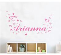 WALL STICKERS ADESIVI MURALI NOME PERSONALIZZATO BAMBINA CAMERETTA CUORI FIGLI
