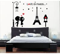 WALL STICKERS ADESIVI MURALI Parigi muro INNAMORATI LOVE AMORE adesivo Cuore