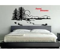 WALL STICKERS ADESIVI MURALI Sweet Dreams Montagna NOTTE DOLCI SOGNI AMORE LETTO