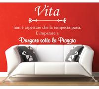 WALL STICKERS ADESIVI MURALI Vita è danzare sotto la pioggia frase detto muro