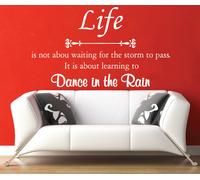 WALL STICKERS ADESIVI MURALI Vita è danzare sotto la pioggia frase detto muro