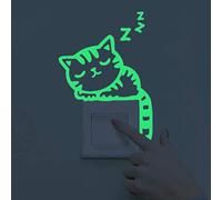 Nacnic Wall Stickers Bagliore nel Buio. Vinile Decorativo per Dormire Spina o Interruttore Cat. Adesivi Fluo Animali. Fogli Luminosi