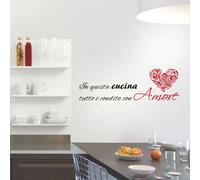 wall stickers frase cucina amore cuore adesivo murale parete chef cuoco a0319