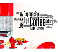 Wall Stickers Kitchen Adesivi Murali Cucina Caffé Cappuccino Negozio Bar Vetrina
