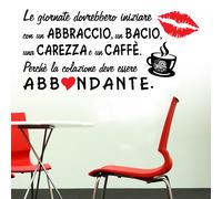 WALL STICKERS MURALI Colazione Abbondante famiglia casa muro bacio caffè frase