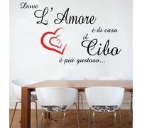 WALL STICKERS MURALI Dove l'amore è di casa cucina cibo muro parete frase decoro