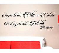 WALL STICKERS SOGNA LA TUA VITA A COLORI FRASE ADESIVO ADESIVI MURALI FRASI