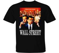 Wall Street Movie Charlie Sheen Oliver Stone Money Gordon Gekko Unisex 100% Cotton Short-Sleeve T-Shirts Black XXXL