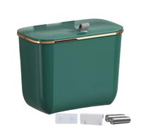 Wall Trash Can, Kitchen Garbage Bin, 10,47 x 5,83 x 8,62 pollici, Mountable Waste Container, 7L Space-Saving Design, Ideal for Under Sink, Cabinet, Cupboard, Counter, Apartment Kitchens, White/Green