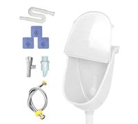 Wall Urinal, Odorless Urine Separator, Wall Mounted Toilet with Lid, Space Saving Design, Easy to Clean Surfaces for Home, Motorhome, Dorm, Garden, and Male Use, Gray/White
