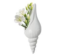Wall Vase - 3D Conch Vase, Wall Mounted Modern Ceramic Conch Ornament | for Bedroom Kitchen Bathroom Dining Workplace Home Decor Shelves Walls Hanging Planter Artistic Interior Decoration