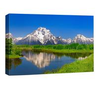 wall26 Canvas Print Wall Art Mountain Landscape with Green Forest Reflection Nature Wilderness Photography Modern Art Rustic Scenic Colorful