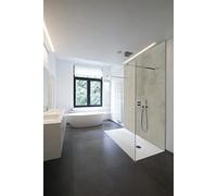 WALLando Pannello posteriore doccia di alta qualità, 250 x 100 cm, facile da montare, per doccia e bagno, parete in PVC di alta qualità, effetto pietra, satinato, grigio cemento