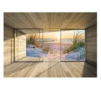 WallArena Carta Da Parati Fotografica 3d Effetto Spiaggia Mare Alba - Include Colla - Moderna Design Carta per Pareti Soggiorno Camera Da Letto Sala Fotomurali In Tessuto Non Tessuto TNT (368x254 cm)