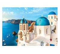 WallArena Carta Da Parati Fotografica Grecia Paesaggio Santorini - Include Colla - Moderna Design Carta per Pareti Soggiorno Camera Da Letto Sala Fotomurali In Tessuto Non Tessuto TNT (416x254 cm)