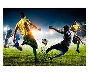 WallArena Carta Da Parati Moderna Fotografica Bambini Cameretta Calcio Sport - Include Colla - Design Carta per Camera Ragazzo Giovani Fotomurali In Tessuto Non Tessuto TNT (368x254 cm - 4 Strisce)