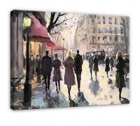 WallArena - Quadro su tela - Città - 60 x 40 cm - Quadro su tela - Quadro XXL grande da parete per soggiorno, camera da letto, soggiorno, stampa artistica moderna - Persone strada