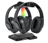 WallarGe Cuffie wireless per guardare la TV con trasmettitore RF, cuffie Bluetooth over-on per TV, wireless, per anziani, nessun ritardo di sincronizzazione labiale, plug & play, set di due