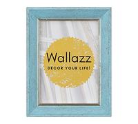 Wallazz Cornice Portafoto in Legno Pregiato - Made in Italy - Vetro Sintetico Infrangibile Crilex - Disponibile in Diverse Varianti - Design Italiano e Qualità Artigianale,20x25cm Azzurro