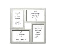 Wallazz Cornice Portafoto Multifoto Multipla in Legno Pregiato - Made in Italy - 4 foto 10x15 cm - Dimensioni esterne 29x29 cm - Design Italiano e Qualità Artigianale. Colore Bianco