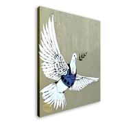Wallazz Quadri Moderni Soggiorno Banksy - Arte Moderna da Parete, Street Art Urbana - 100% Made in Italy - Quadro Camera da Letto - Qualità Artigianale - 50x50cm