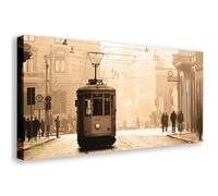 Wallazz Quadri Moderni Soggiorno Milano, Duomo, Naviglio, Tram, Stadio San Siro - 100% Made in Italy - Stampa HD su Tela Canvas - Quadro Camera da Letto - Qualità Artigianale - 70x140cm