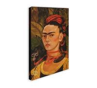 Wallazz Quadri Moderni Soggiorno Riproduzione Quadri famosi su tela - 100% Made in Italy - Frida Kahlo Autoritratto - Quadro Camera da Letto - Qualità Artigianale - 50x70cm