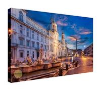 Wallazz Quadri Moderni Soggiorno Roma, Colosseo, Tevere, Ponte Milvio, Skyline, Ponza - 100% Made in Italy - Stampa in HD su Tela Canvas - Quadro Camera da Letto - Qualità Artigianale - 50x100cm