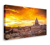 Wallazz Quadri Moderni Soggiorno Roma, Colosseo, Tevere, Ponte Milvio, Skyline, Ponza - 100% Made in Italy - Stampa in HD su Tela Canvas - Quadro Camera da Letto - Qualità Artigianale - 50x100cm