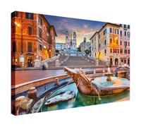 Wallazz Quadri Moderni Soggiorno Roma, Colosseo, Tevere, Ponte Milvio, Skyline, Ponza - 100% Made in Italy - Stampa in HD su Tela Canvas - Quadro Camera da Letto - Qualità Artigianale - 70x140cm